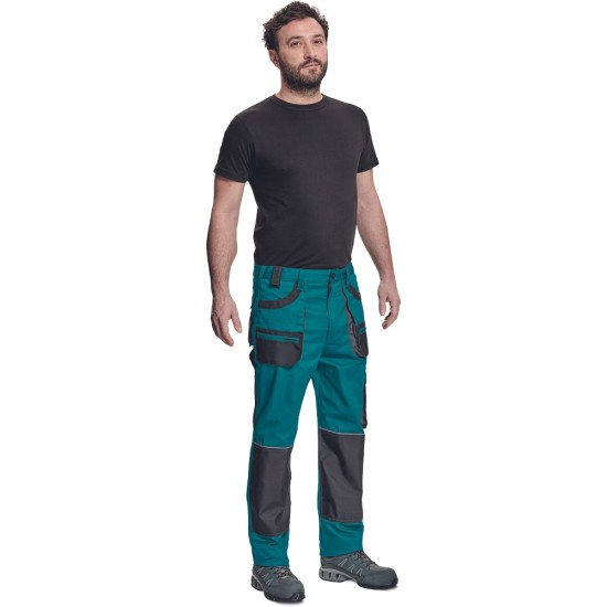 Pantaloni de lucru Carl, tercot 235g/mp, verde / negru Pantaloni de lucru Carl, tercot 235g/mp, verde / negru