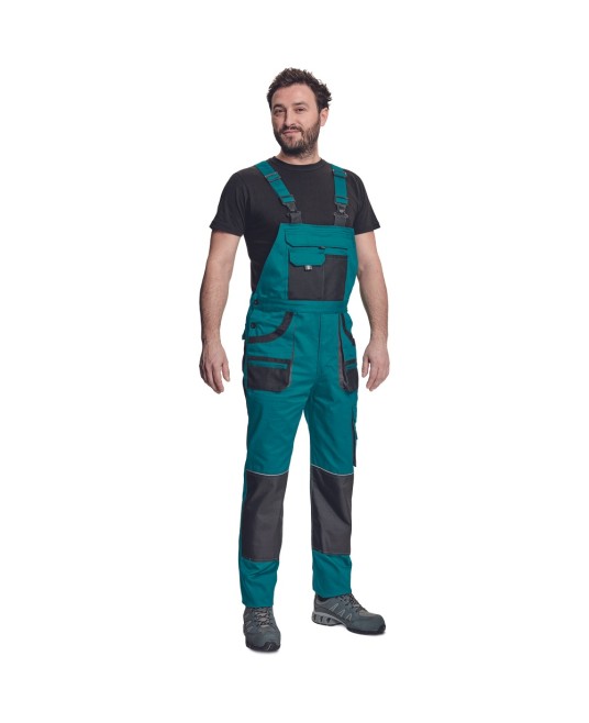 Salopeta cu pieptar Carl, tercot 235g/mp, verde / negru