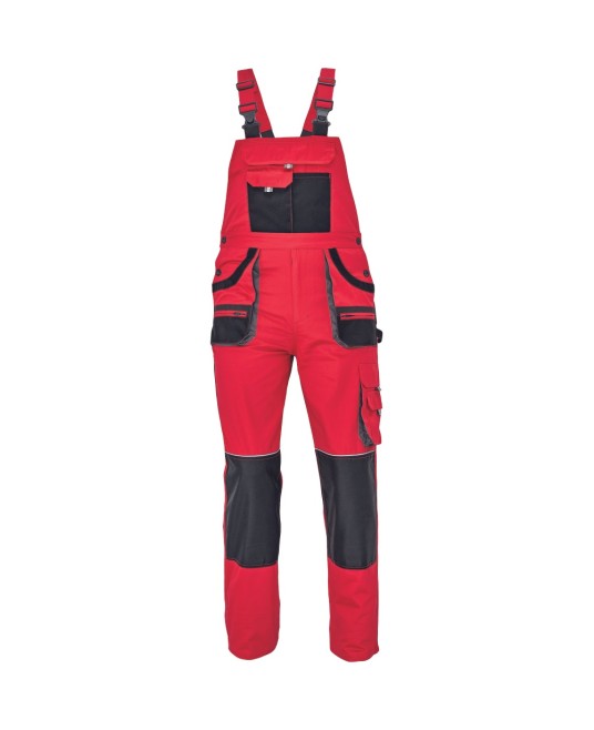 Salopeta cu pieptar Carl, tercot 235g/mp, rosu / negru