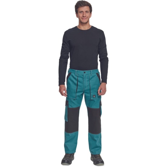 Pantaloni de lucru vara Max, bumbac 200g/mp, albastru petrol / negru Pantaloni de lucru vara Max, bumbac 200g/mp, albastru petrol / negru
