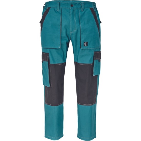 Pantaloni de lucru vara Max, bumbac 200g/mp, albastru petrol / negru Pantaloni de lucru vara Max, bumbac 200g/mp, albastru petrol / negru