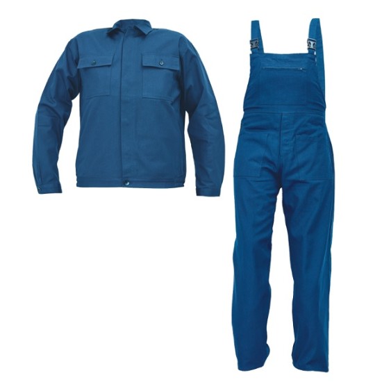 Costum de lucru (salopeta cu pieptar + jacheta), bumbac 240g/m2 Albastru Costum de lucru (salopeta cu pieptar + jacheta), bumbac 240g/m2 Albastru