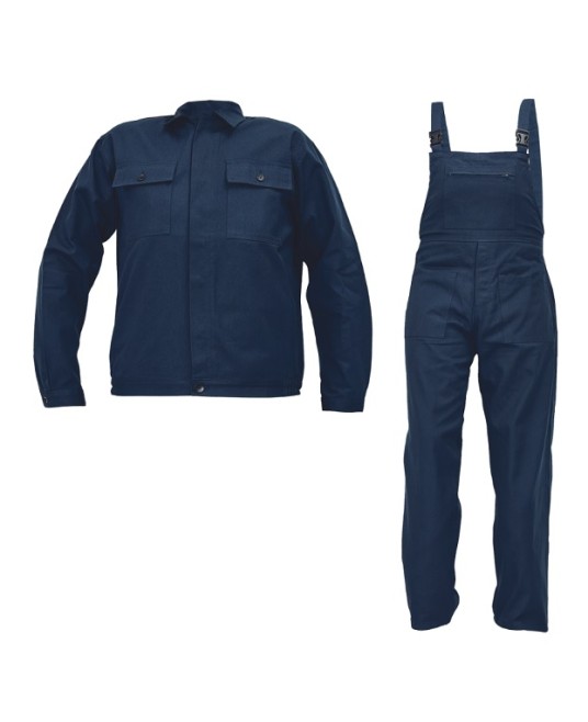 Costum de lucru (salopeta cu pieptar + jacheta), bumbac 240g/m2 Bleumarin