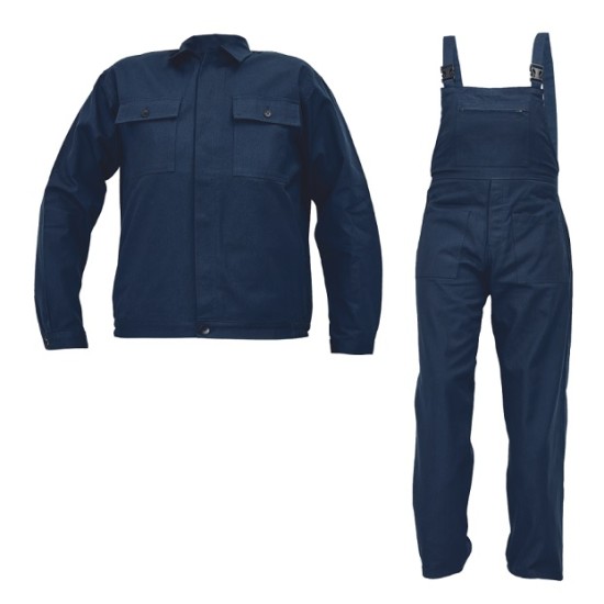 Costum de lucru (salopeta cu pieptar + jacheta), bumbac 240g/m2 Bleumarin Costum de lucru (salopeta cu pieptar + jacheta), bumbac 240g/m2 Bleumarin