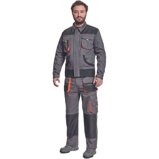 Pantaloni de lucru din bumbac, Hans, 235g/mp, gri / gri antracit Pantaloni de lucru din bumbac, Hans, 235g/mp, gri / gri antracit