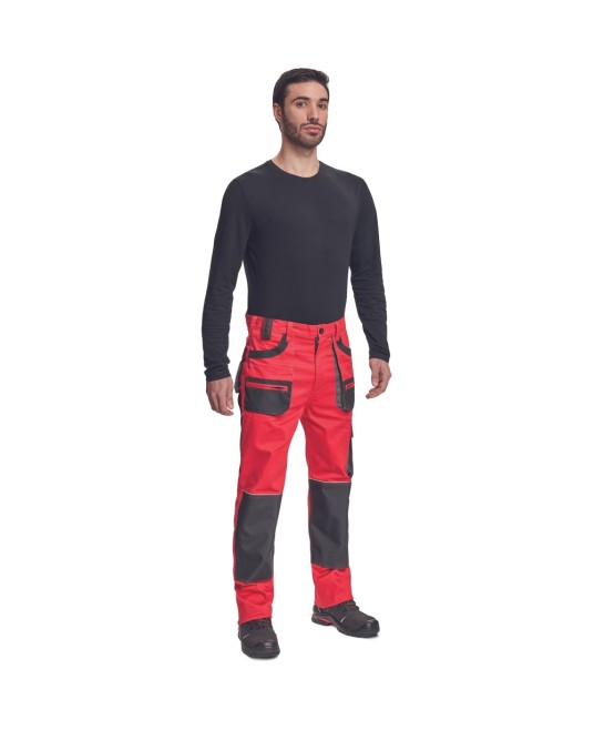 Pantaloni de lucru din bumbac, Hans, 235g/mp, rosu / gri antracit