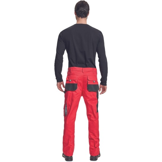 Pantaloni de lucru din bumbac, Hans, 235g/mp, rosu / gri antracit