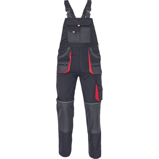 Salopeta cu pieptar din bumbac, Hans, 235g/mp, negru / gri antracit Salopeta cu pieptar din bumbac, Hans, 235g/mp, negru / gri antracit
