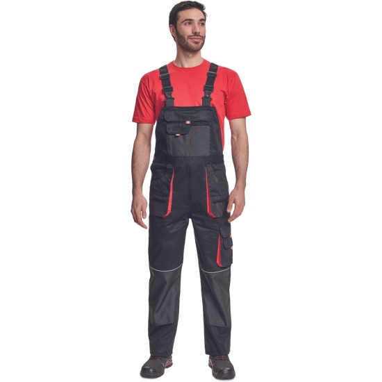 Salopeta cu pieptar din bumbac, Hans, 235g/mp, negru / gri antracit Salopeta cu pieptar din bumbac, Hans, 235g/mp, negru / gri antracit