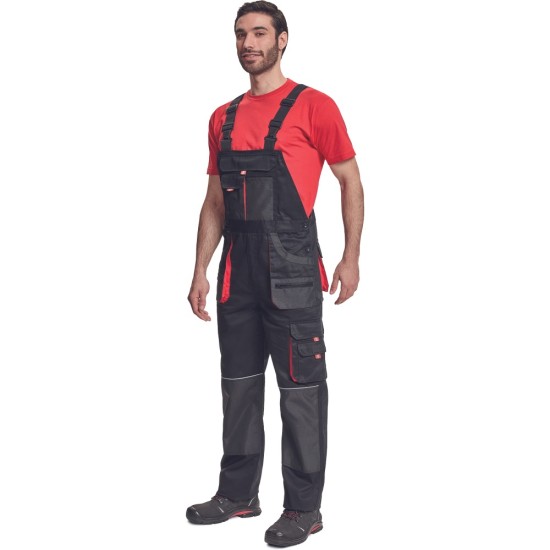 Salopeta cu pieptar din bumbac, Hans, 235g/mp, negru / gri antracit Salopeta cu pieptar din bumbac, Hans, 235g/mp, negru / gri antracit