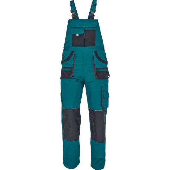 Salopeta cu pieptar din bumbac, Hans, 235g/mp, verde / gri antracit Salopeta cu pieptar din bumbac, Hans, 235g/mp, verde / gri antracit