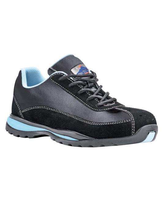 Pantofi de protectie pentru femei, bombeu metalic si lamela, S1P HRO [FW39] Negru si albastru