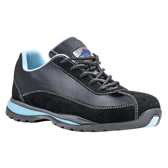 Pantofi de protectie pentru femei, bombeu metalic si lamela, S1P HRO [FW39] Negru si albastru