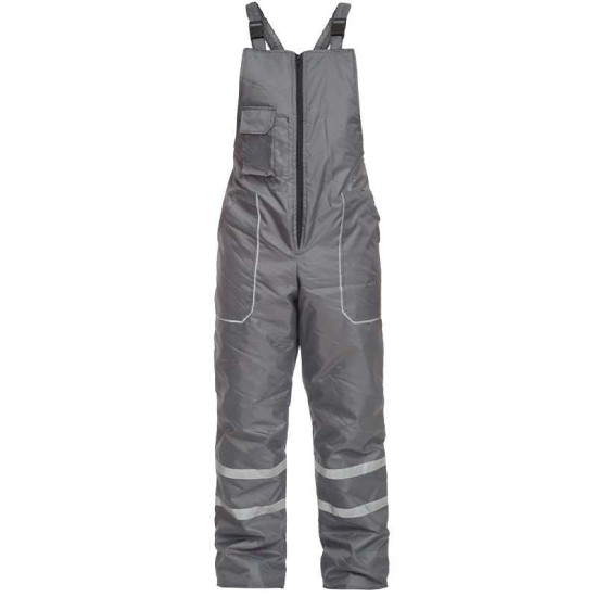 Costum vatuit cu dungi reflectorizante (salopeta cu pieptar si jacheta), gri Costum vatuit cu dungi reflectorizante (salopeta cu pieptar si jacheta), gri