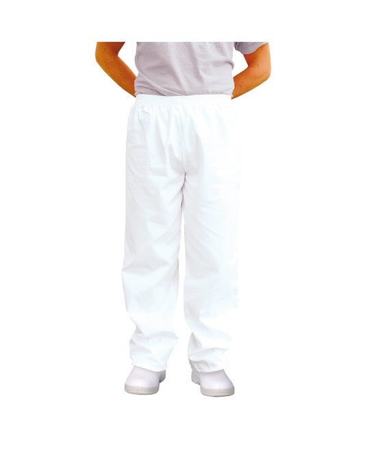 Pantaloni medicali albi sau albastri, 1 buzunar, tercot, 190g/m2 [2208] Alb