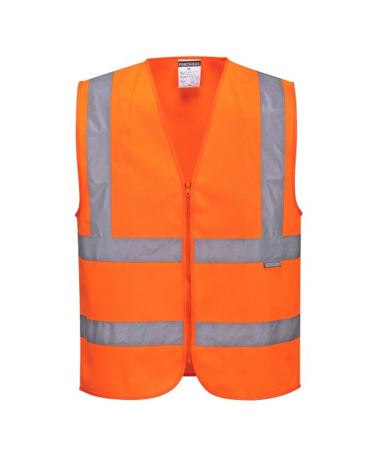 Vesta de protectie Hi-Vis reflectorizant cu fermoar [C375] Portocaliu