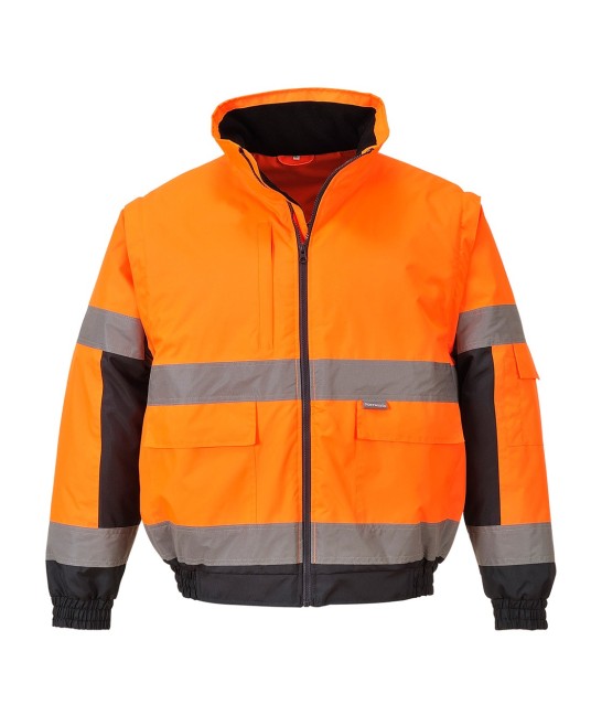 Jacheta vatuita reflectorizanta 2 in 1, maneci detasabile Portocaliu