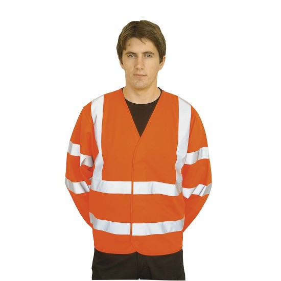 Jacheta de protectie reflectorizanta, inalta vizibilitate, maneca lunga [C473] Portocaliu