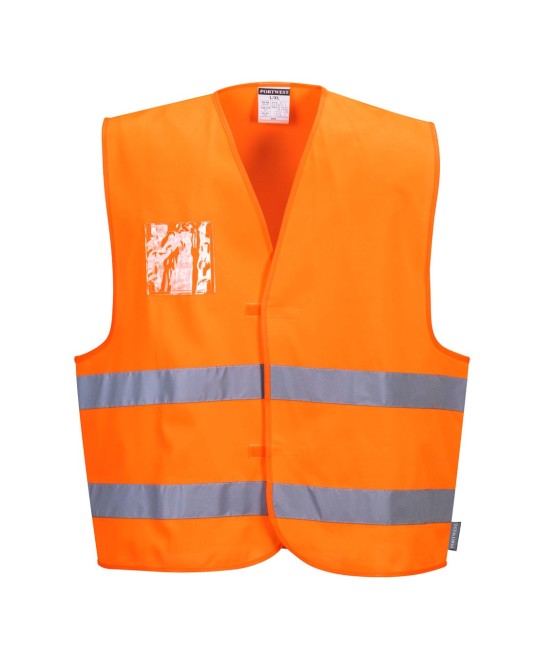 Vesta de protectie Hi-Vis reflectorizant - Port acte dual [C475] Portocaliu