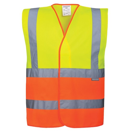 Vesta de protectie Hi-Vis reflectorizant Doua Tonuri [C481] Galben si portocaliu