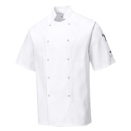 Tunica bucatari cu maneca scurta, tercot, 190g/m2[C733] Alb