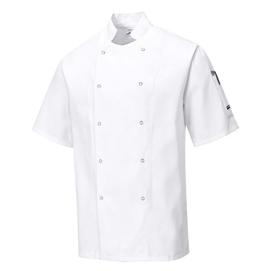 Tunica bucatari cu maneca scurta, tercot, 190g/m2[C733] Alb