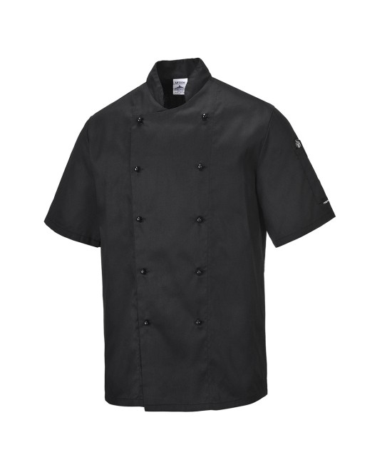 Tunica bucatari cu maneca scurta, tercot, 190g/m2 [C734] Negru