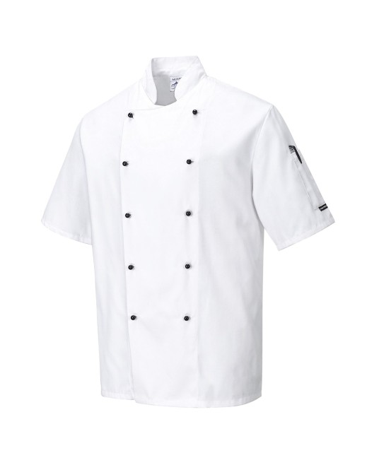 Tunica bucatari cu maneca scurta, tercot, 190g/m2 [C734] Alb