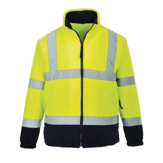 Fleece reflectorizant Hi-Vis calduros si rezistent la vant, bicolor, 300g [F301] Galben si bleumarin