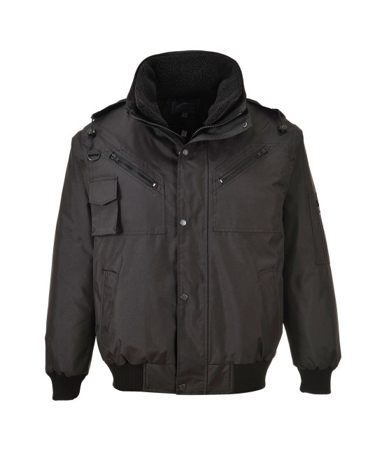 Jacheta de protectie vatuita. 3 in 1, model bomber, impermeabila, [F465] Negru