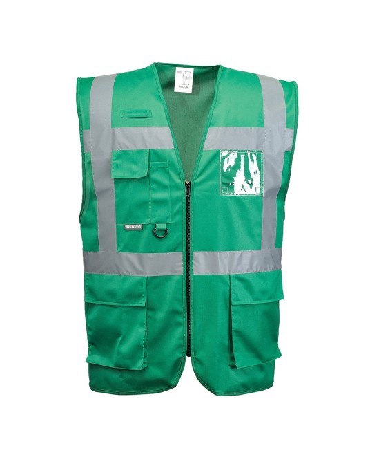 Vesta de protectie cu dungi reflectorizante, verde, bleumarin, albastru, rosu [F476] Verde inchis