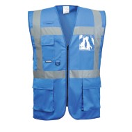 Vesta de protectie cu dungi reflectorizante, verde, bleumarin, albastru, rosu [F476] Albastru