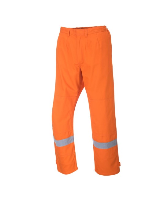 Pantaloni de protectie ignifuga si antistatica, dungi reflectorizante, HiVis [FR26] Portocaliu