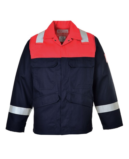 Jacheta ignifuga antistatica protectie arc electric Bizflame Plus [FR55] Bleumarin si Rosu