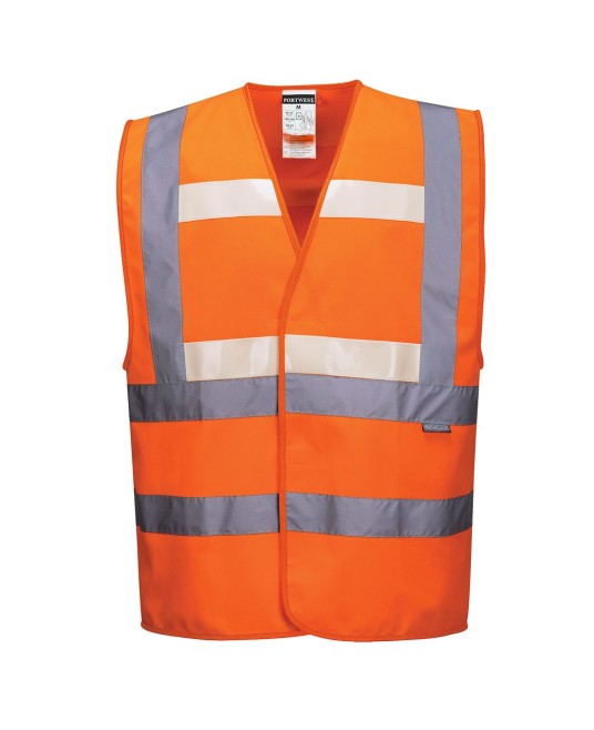 Vesta de protectie reflectorizanta, cu benzi fosforescente Glowtex [G470] Portocaliu