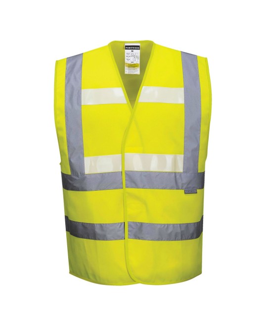 Vesta de protectie reflectorizanta, cu benzi fosforescente Glowtex [G470] Galben