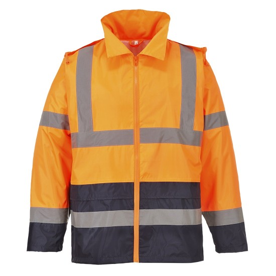 Jacheta de ploaie reflectorizanta, HiVis, impermeabila, bicolora [H443] Portocaliu si bleumarin