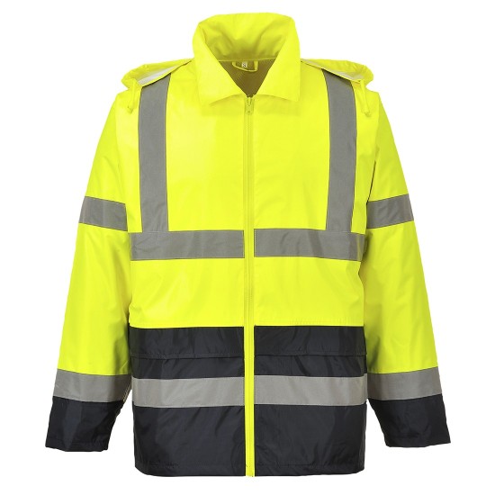 Jacheta de ploaie reflectorizanta, HiVis, impermeabila, bicolora [H443] Galben si bleumarin