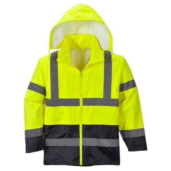 Jacheta de ploaie reflectorizanta, HiVis, impermeabila, bicolora [H443] Galben si bleumarin