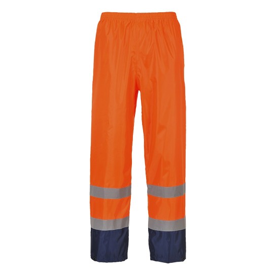 Pantaloni de ploaie reflectorizanti, HiVis, impermeabili [H444] Portocaliu si bleumarin