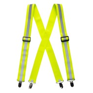Ham bretele reflectorizante,  4 clipuri de prindere pantaloni [HV56] Galben