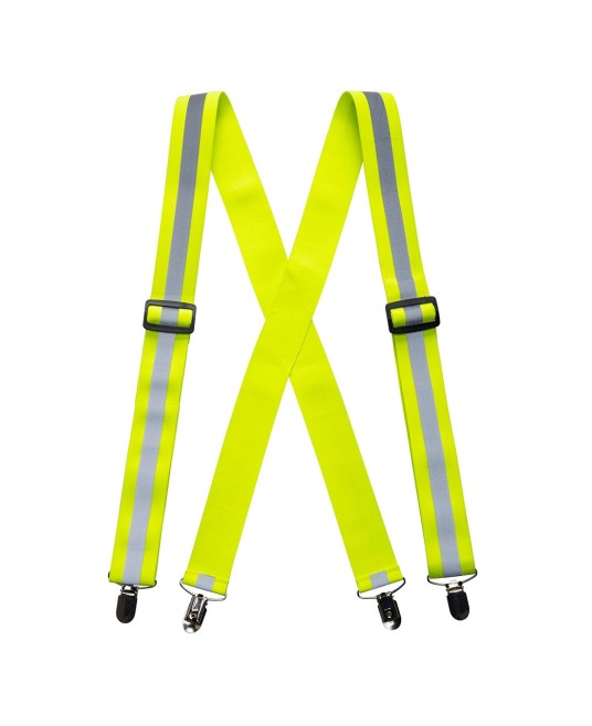 Ham bretele reflectorizante,  4 clipuri de prindere pantaloni [HV56] Galben