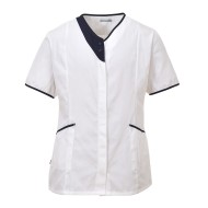 Tunica de lucru cu maneca scurta  pentru femei, bicolora [LW13] Alb