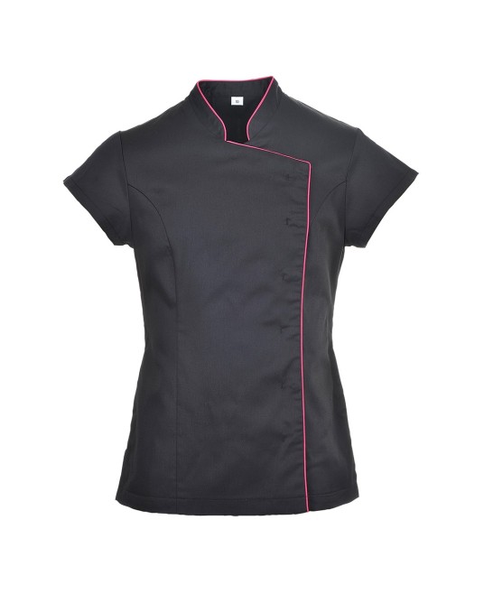 Tunica cu maneca scurta pentru femei, buzunare laterale [LW15] Negru