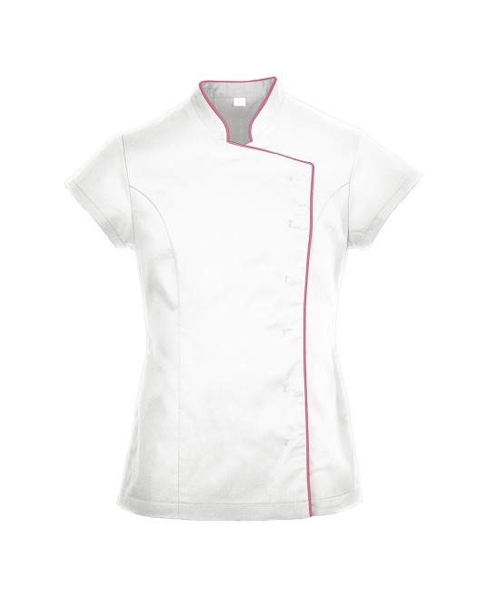 Tunica cu maneca scurta pentru femei, buzunare laterale [LW15] Alb
