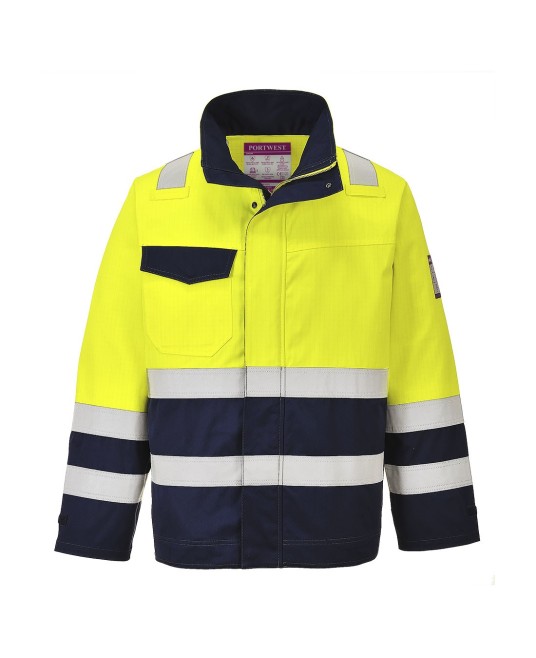 Jacheta de protectie Multinorm: ignifuga reflectorizanta,  antistatica, chimica [MV25] Galben si bleumarin