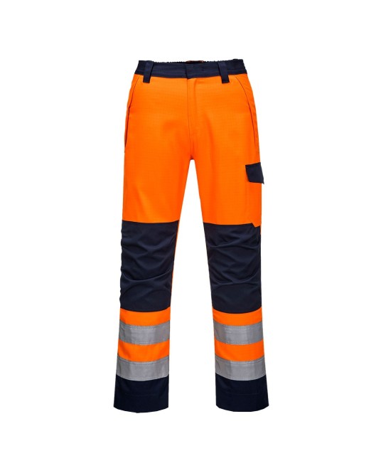 Pantaloni de protectie ignifuga reflectorizanta, antistatica, chimica [MV36] Portocaliu si bleumarin