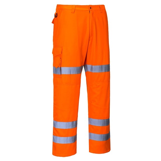 Pantaloni de protectie Combat Hi-Vis reflectorizant 3 Benzi [RT49] Portocaliu