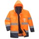 Jacheta reflectorizanta HiVis, 3 in 1, impermeabila, fleece detasabil,, Portocaliu si bleumarin