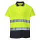 Tricou polo cu maneca scurta bicolor, reflectorizant, inalta vizibilitate, Galben si bleumarin